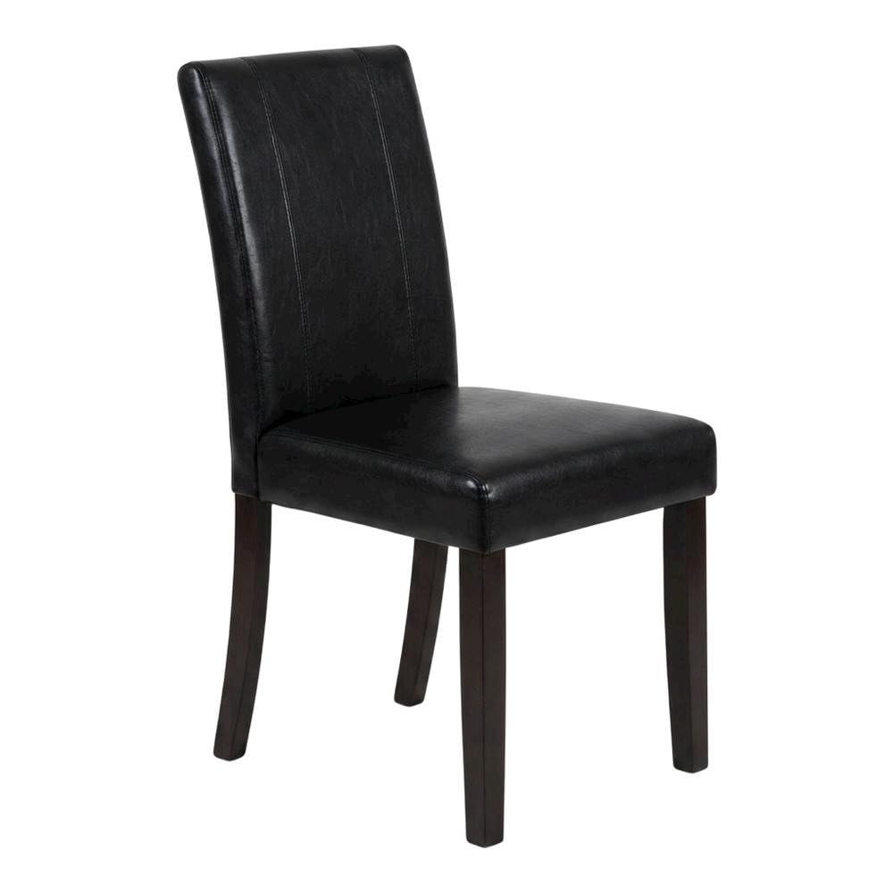 Solid Wood Faux Leather-Upholstered Dining Chairs Set of 2 Black D9761