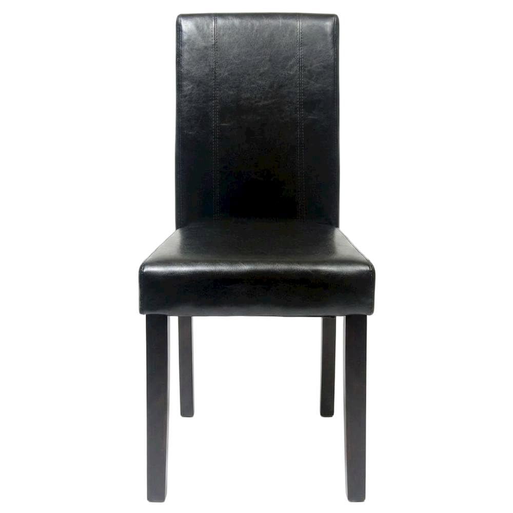 Solid Wood Faux Leather-Upholstered Dining Chairs Set of 2 Black D9761
