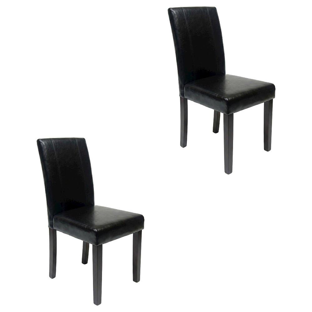 Solid Wood Faux Leather-Upholstered Dining Chairs Set of 2 Black D9761