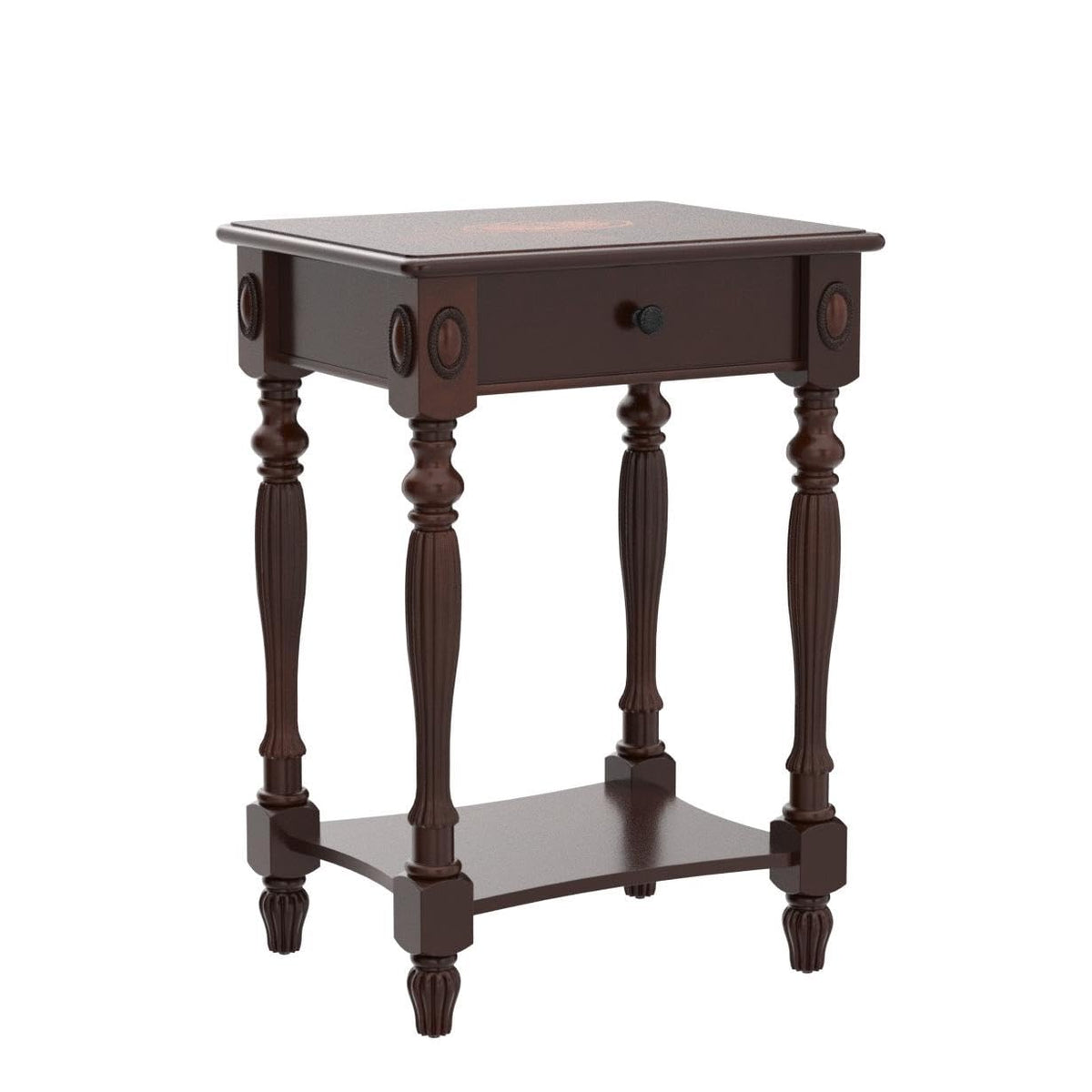 Solid Wood Side Table with Drawer, Cherry Walnut C446