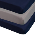 3-Pack Fitted Crib Sheets Set, 9" Deep Microfiber, Navy Blue Charcoal Gray M6234
