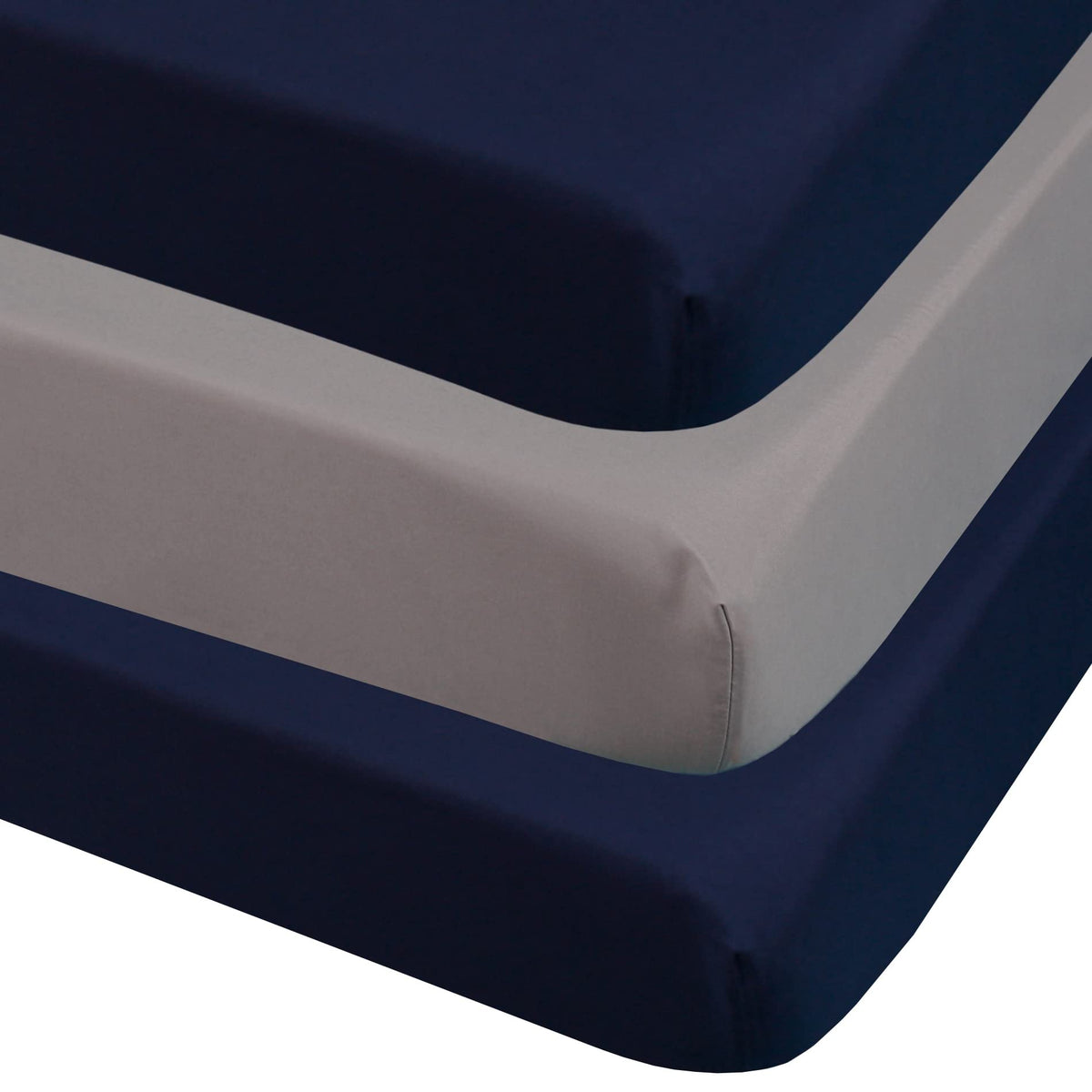 3-Pack Fitted Crib Sheets Set, 9" Deep Microfiber, Navy Blue Charcoal Gray M6234