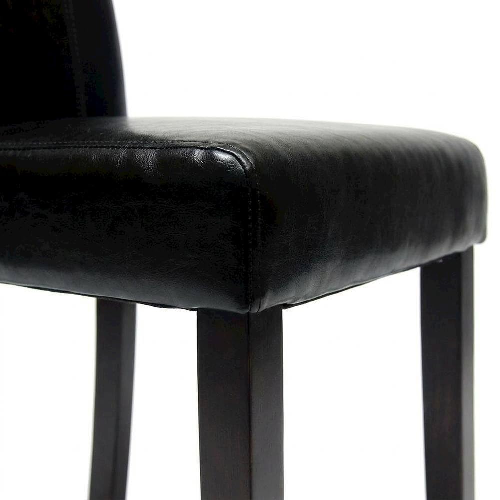 Solid Wood Faux Leather-Upholstered Dining Chairs Set of 2 Black D9761