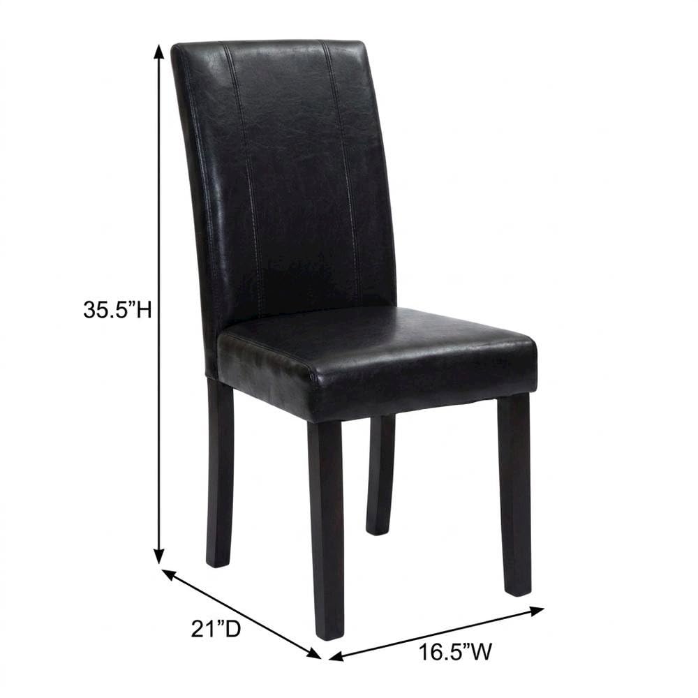Solid Wood Faux Leather-Upholstered Dining Chairs Set of 2 Black D9761