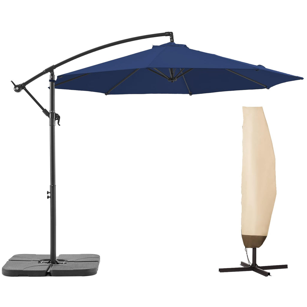 10 FT Navy Blue Patio Offset Umbrella F737543