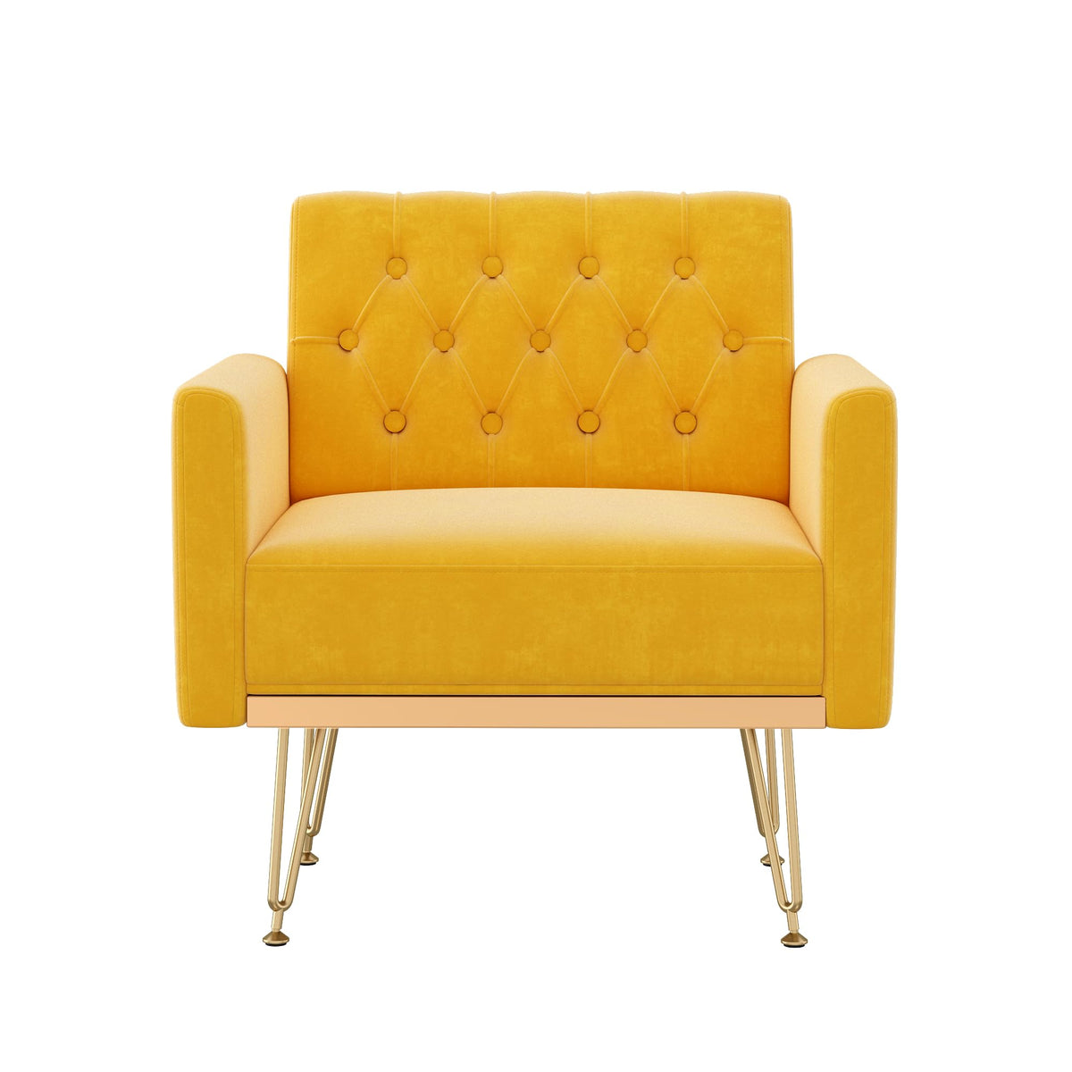 Velvet Upholstered Single Sofa Couch with Gold Metal Legs L81837