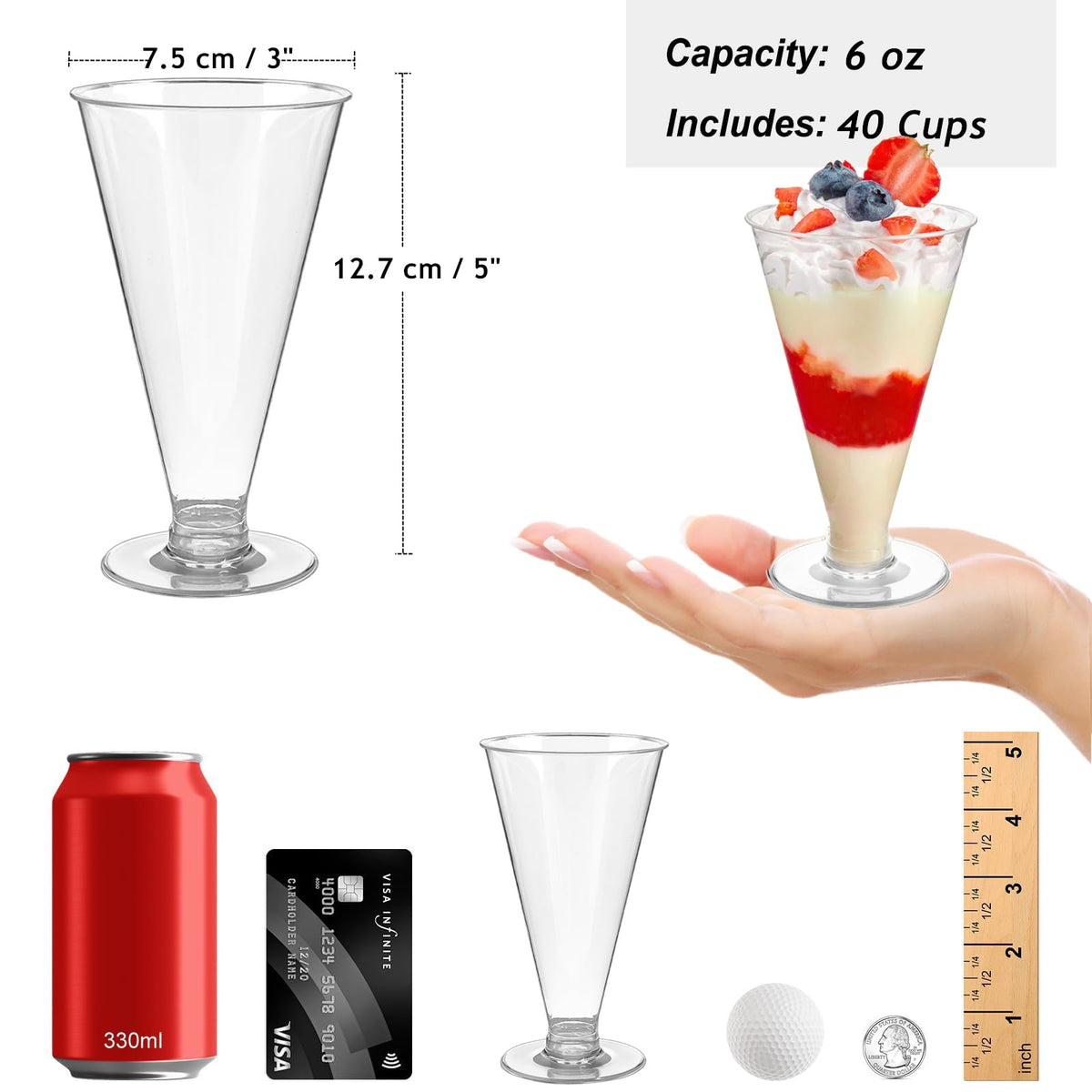 40 PCS 6 oz Plastic Martini Glasses X487178