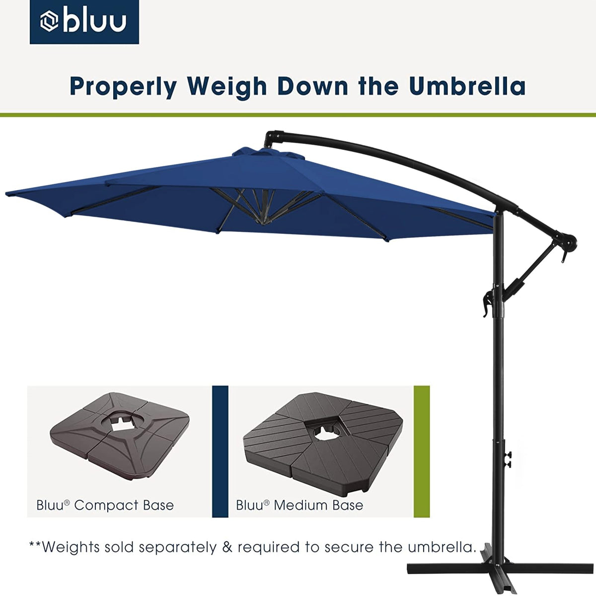 10 FT Navy Blue Patio Offset Umbrella F737543