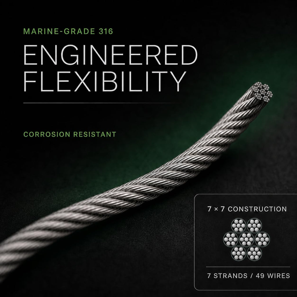 T316 Stainless Steel Wire Rope 1/8" 100 ft E211071