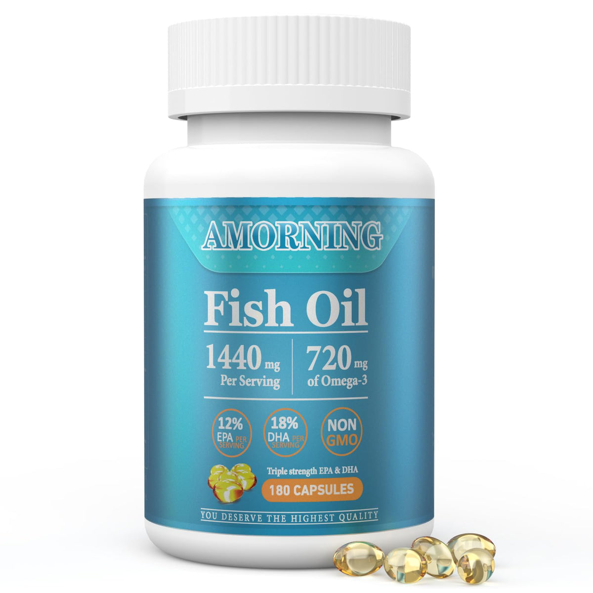 Fish Oil Omega-3 Supplements 1440mg 180Count Softgels W146