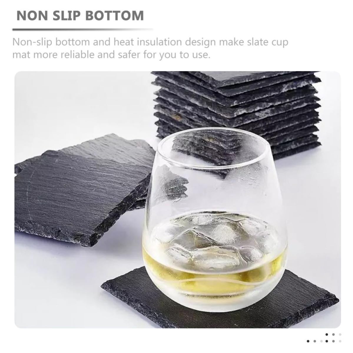 Black Natural Stone Coasters 12pcs S55556