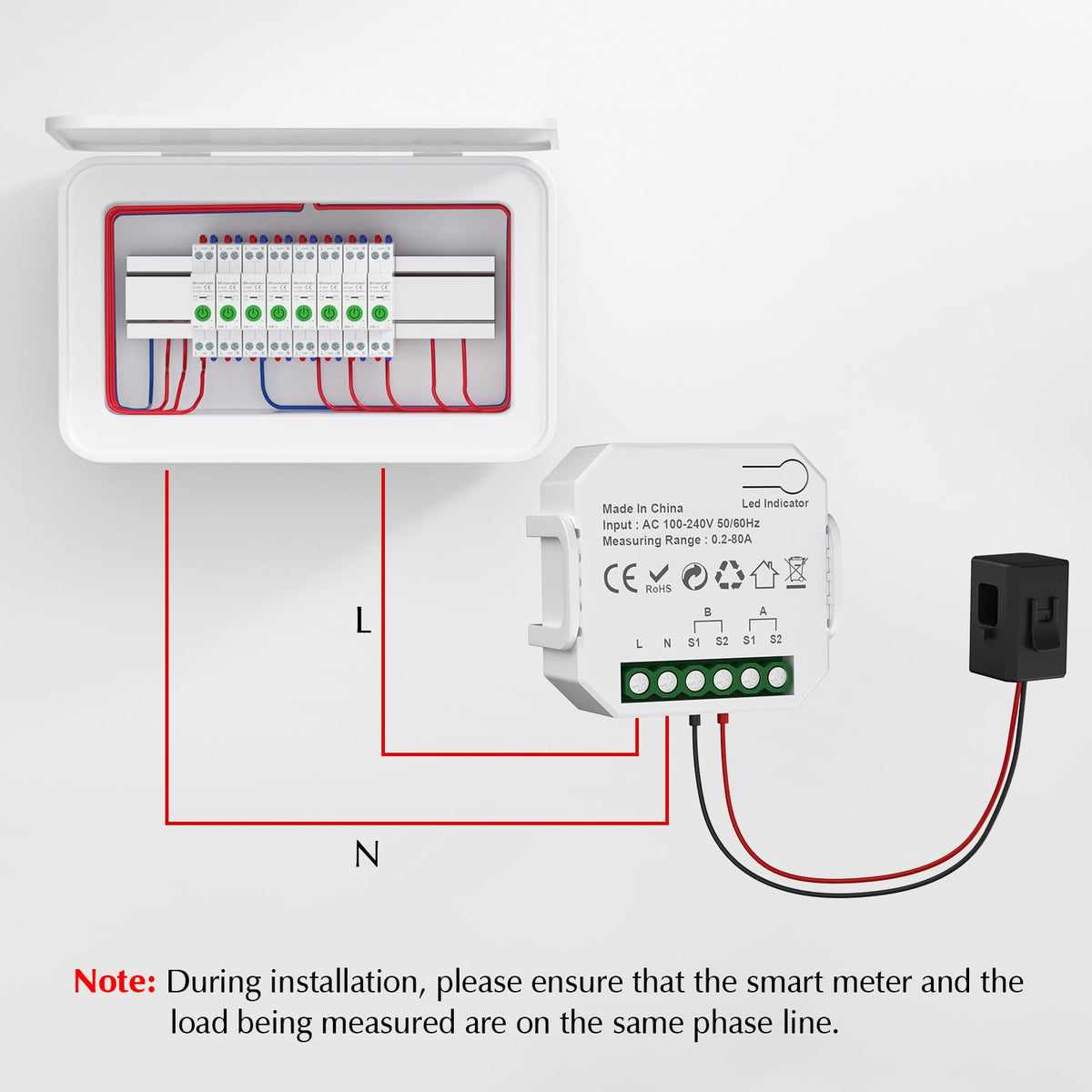 1-Channel WiFi Power Meter 80A Smart Energy Monitor V6033
