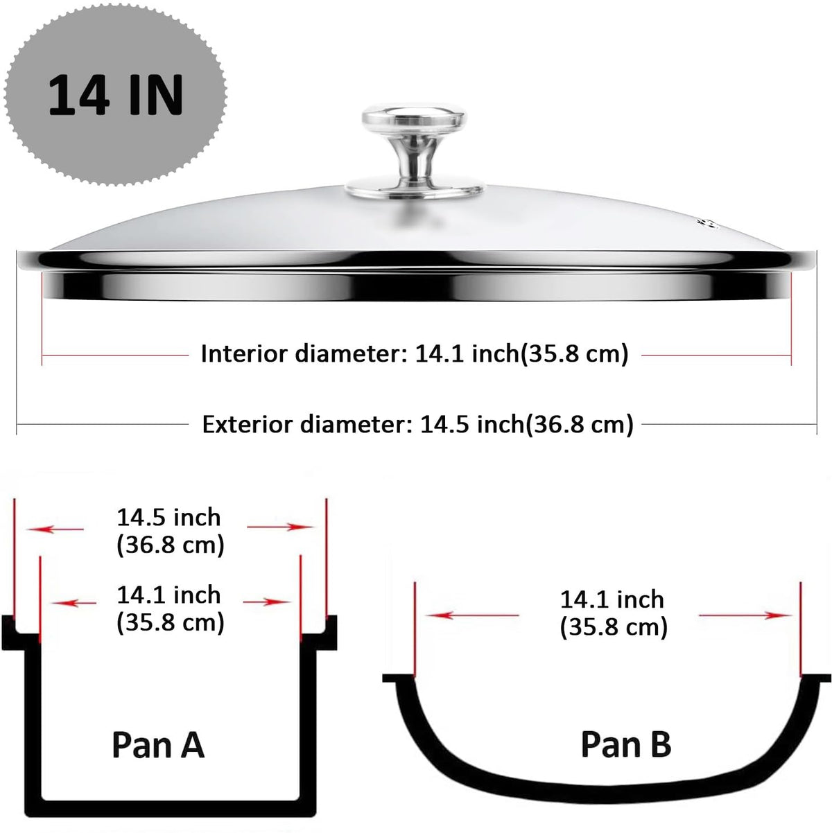 14 Inch Glass Lid with Steam Vent Z2327