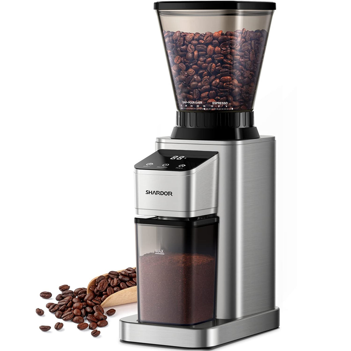 Conical Burr Coffee Bean Grinder, 48 Settings, Silver V671055