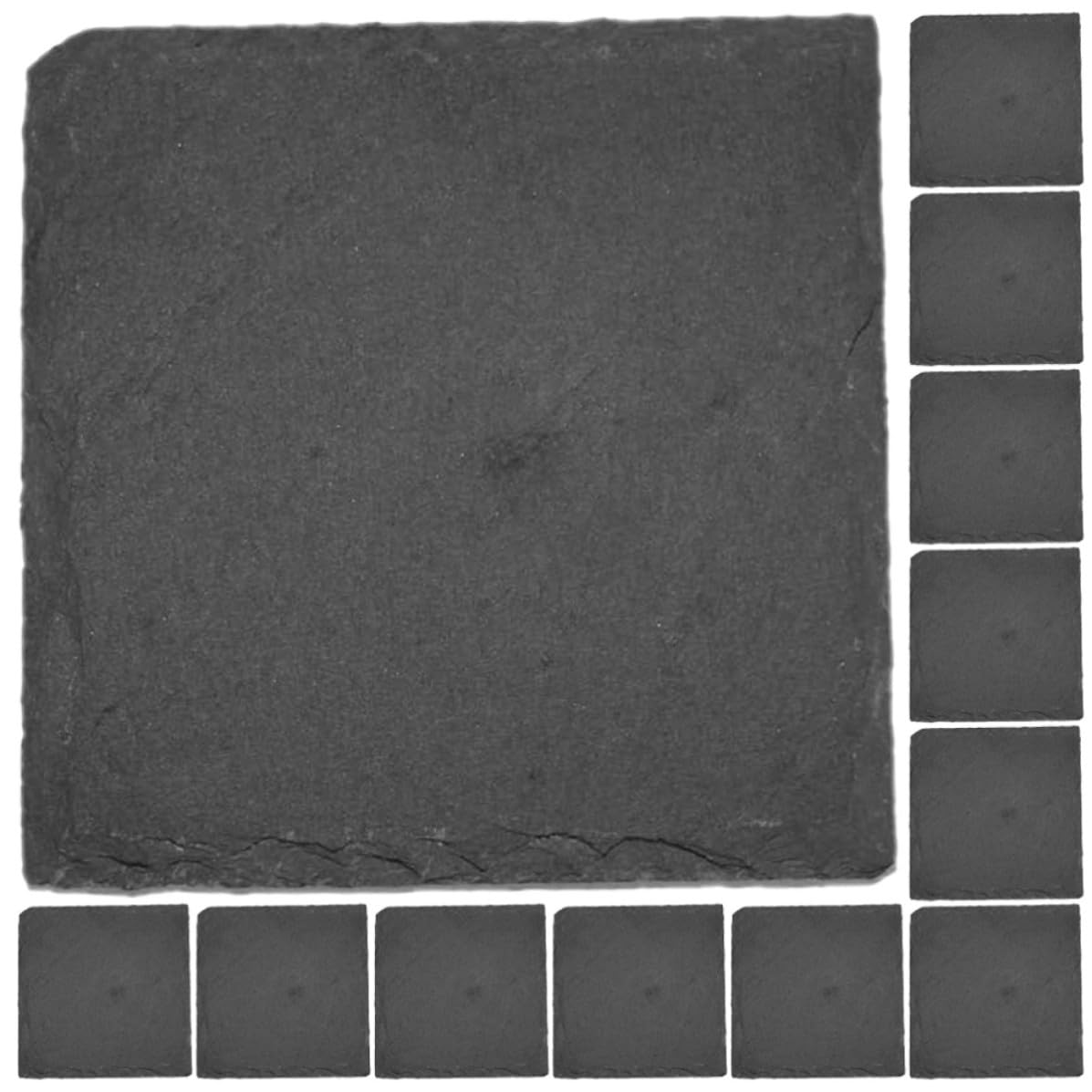 12 Pc Natural Stone Square Drink Coasters E858