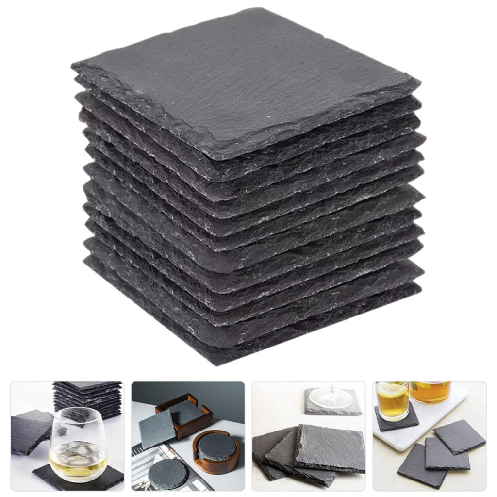 12 Pc Natural Stone Square Drink Coasters E858