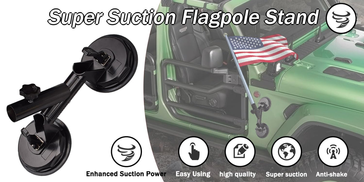 Suction Cup Vehicle Flagpole Bracket Aluminum Alloy T3313