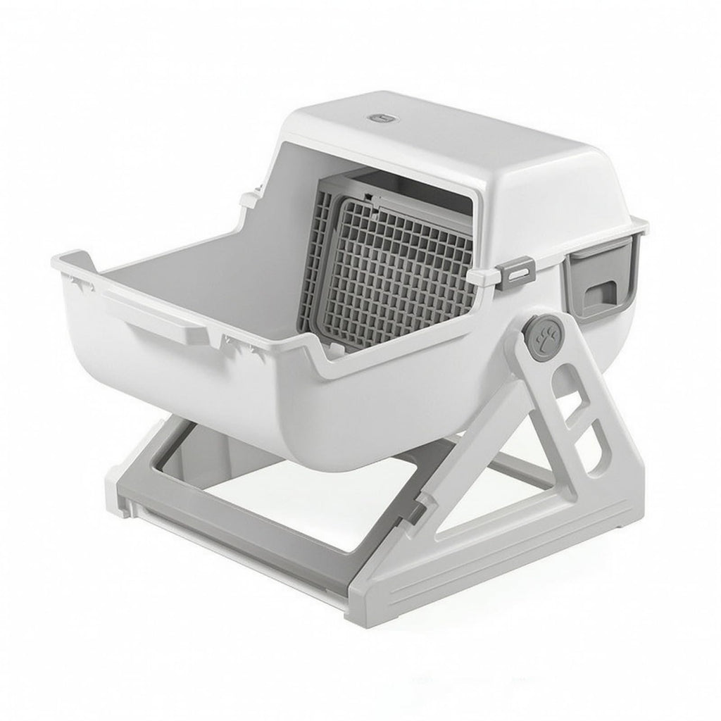 Semi-Automatic Sifting Cat Waste Pan White Gray J911