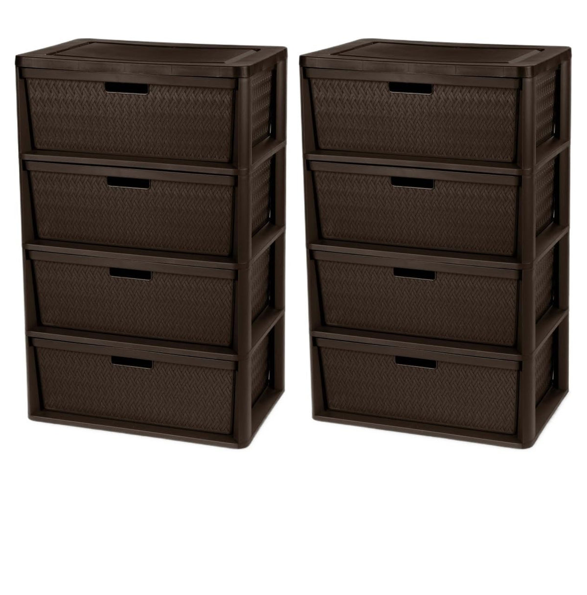 2 Pack Wide 4 Drawer Plastic Storage Tower H257703