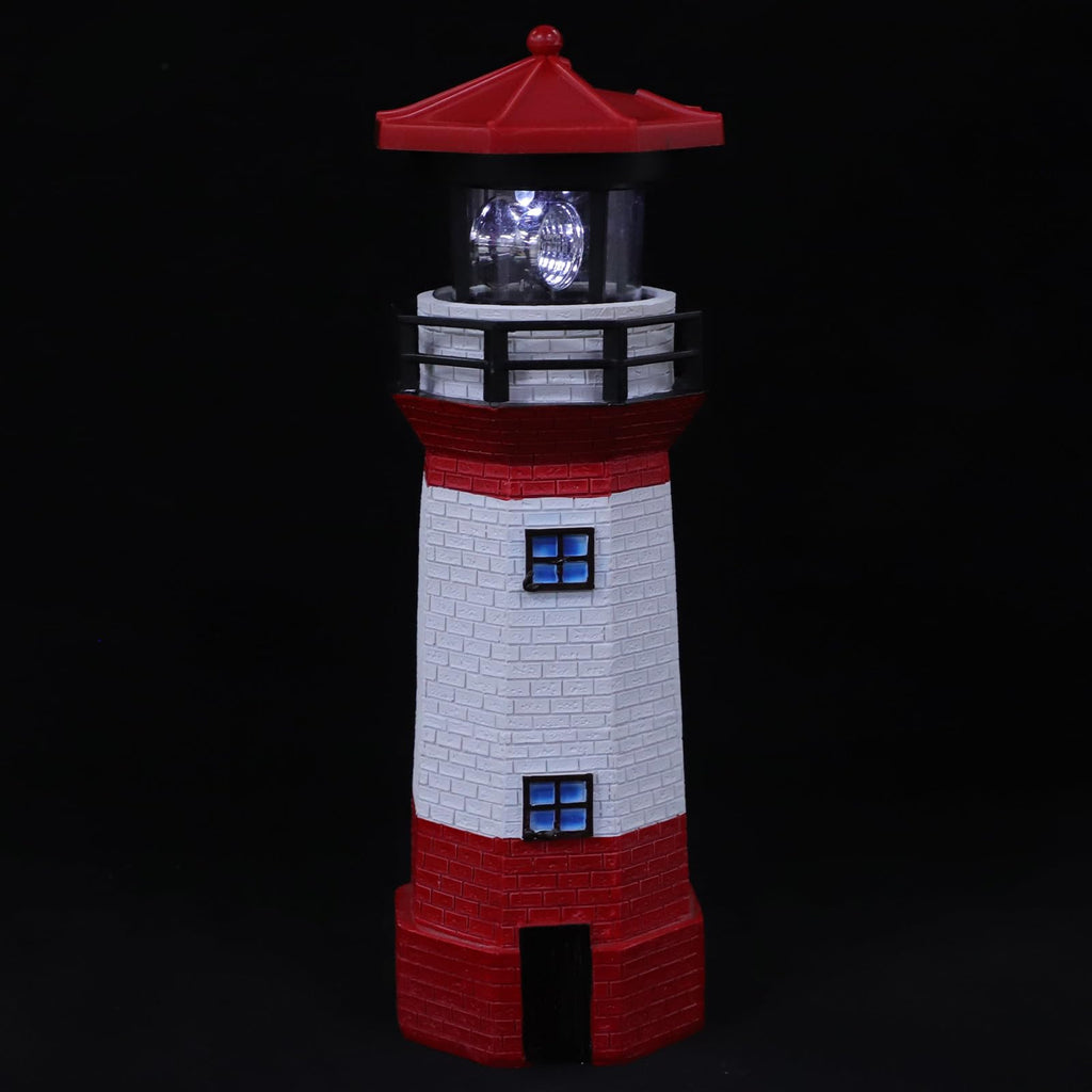 Solar Powered Rotating Lighthouse Resin LED Light R983416