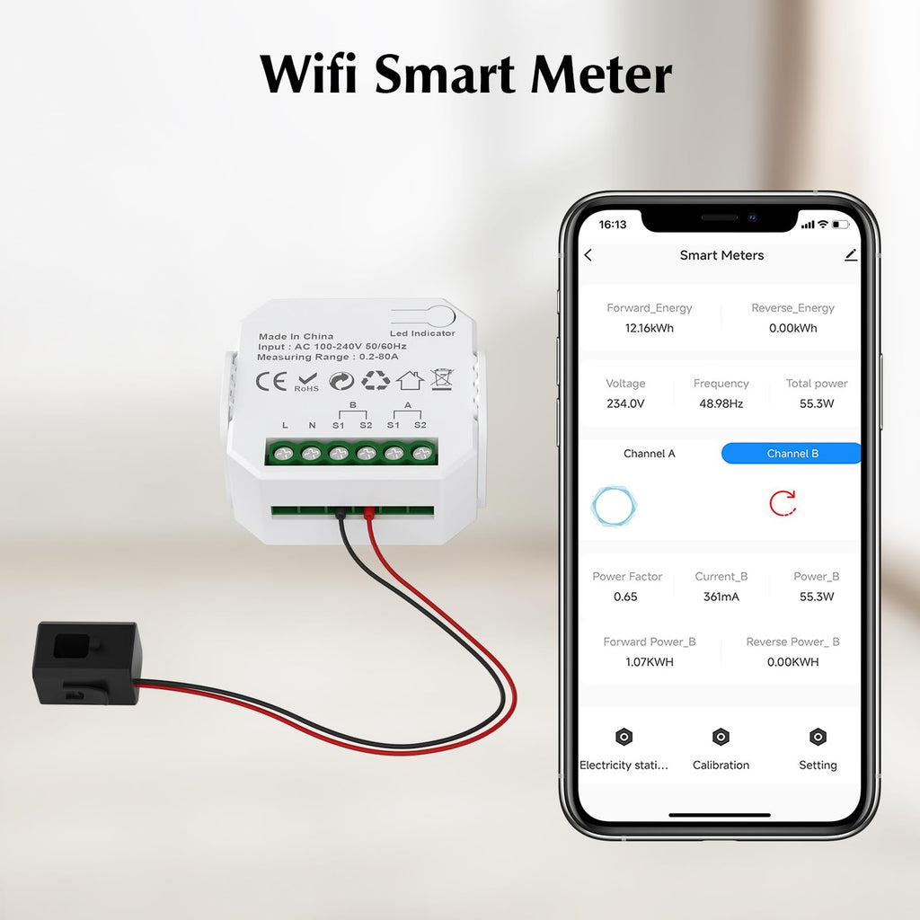 1-Channel WiFi Power Meter 80A Smart Energy Monitor V6033