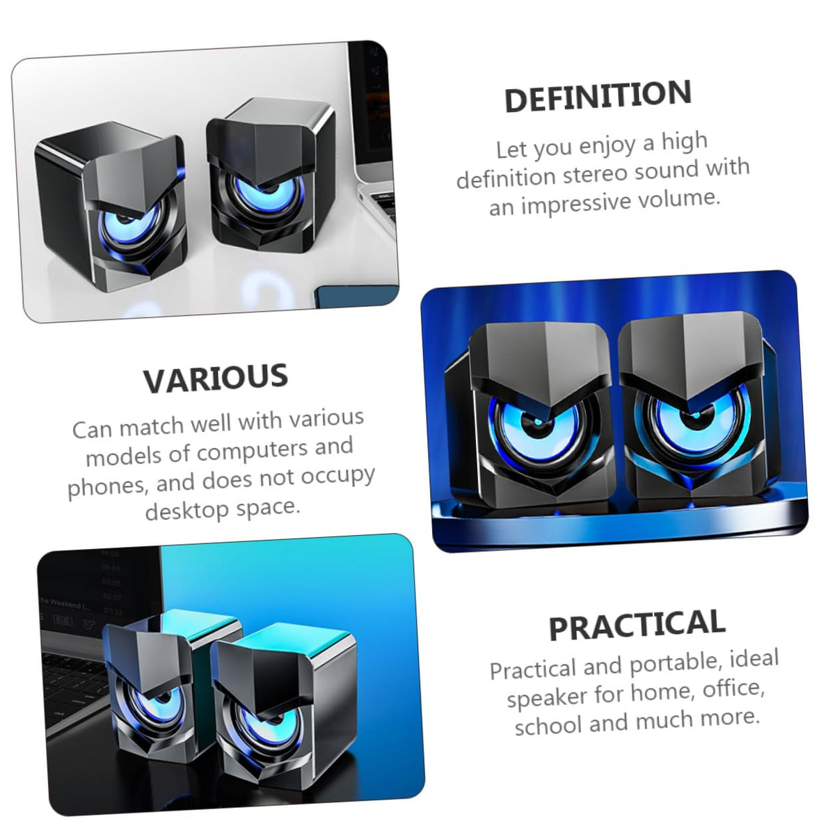 2 Pack USB Powered Mini Computer Speakers X88049