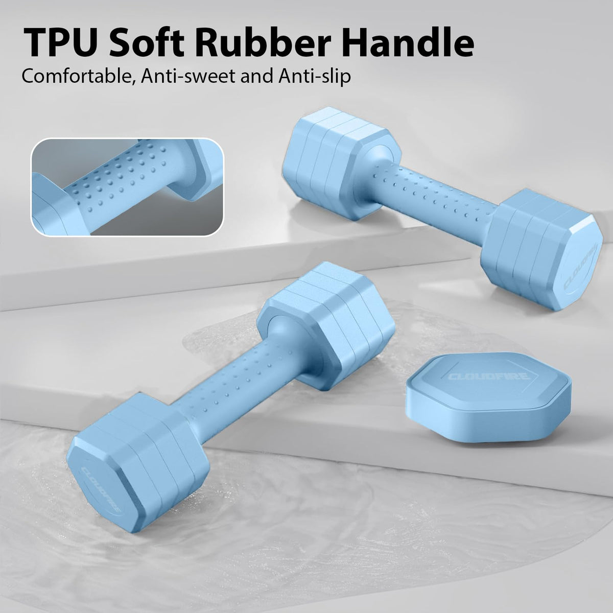 Adjustable 4 in 1 Dumbbell Set of 2, 5 lb Z375