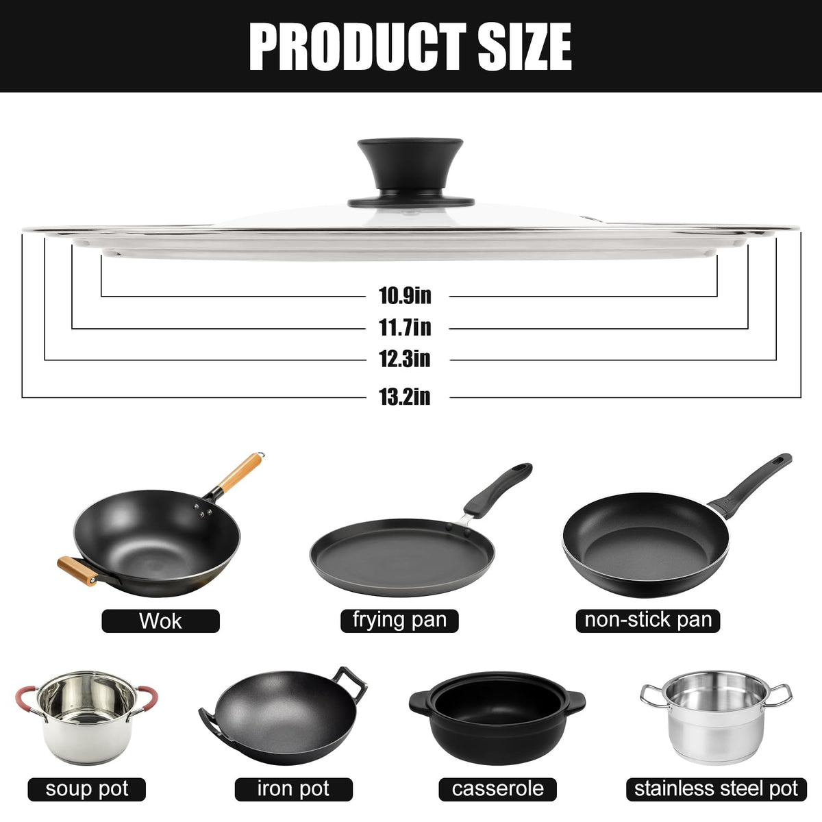 Universal Pan Lid for 11, 12 & 13 Inch Cookware L3752