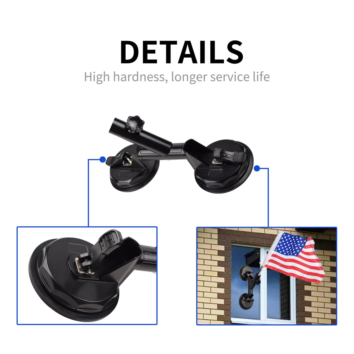 Suction Cup Vehicle Flagpole Bracket Aluminum Alloy T3313