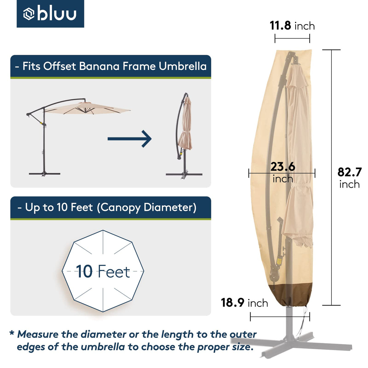 10 FT Navy Blue Patio Offset Umbrella F737543