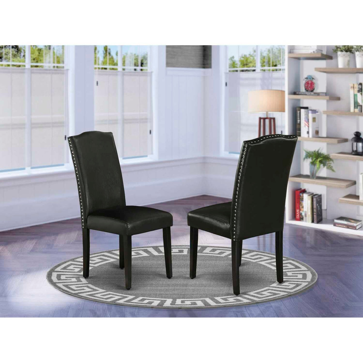 Black Faux Leather Dining Chairs Set of 2 L90142