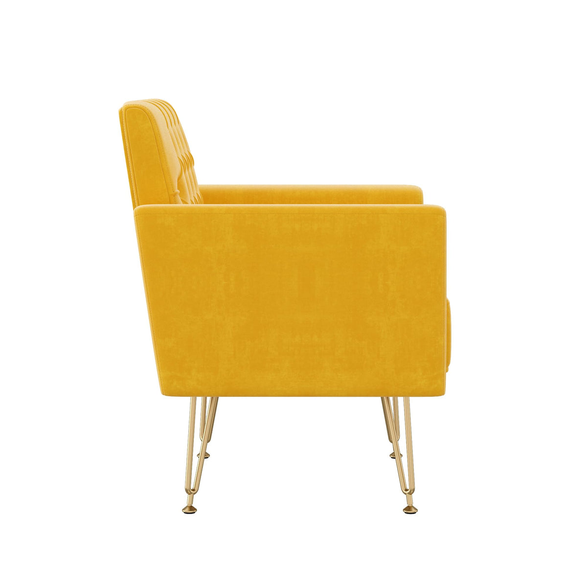 Velvet Upholstered Single Sofa Couch with Gold Metal Legs L81837