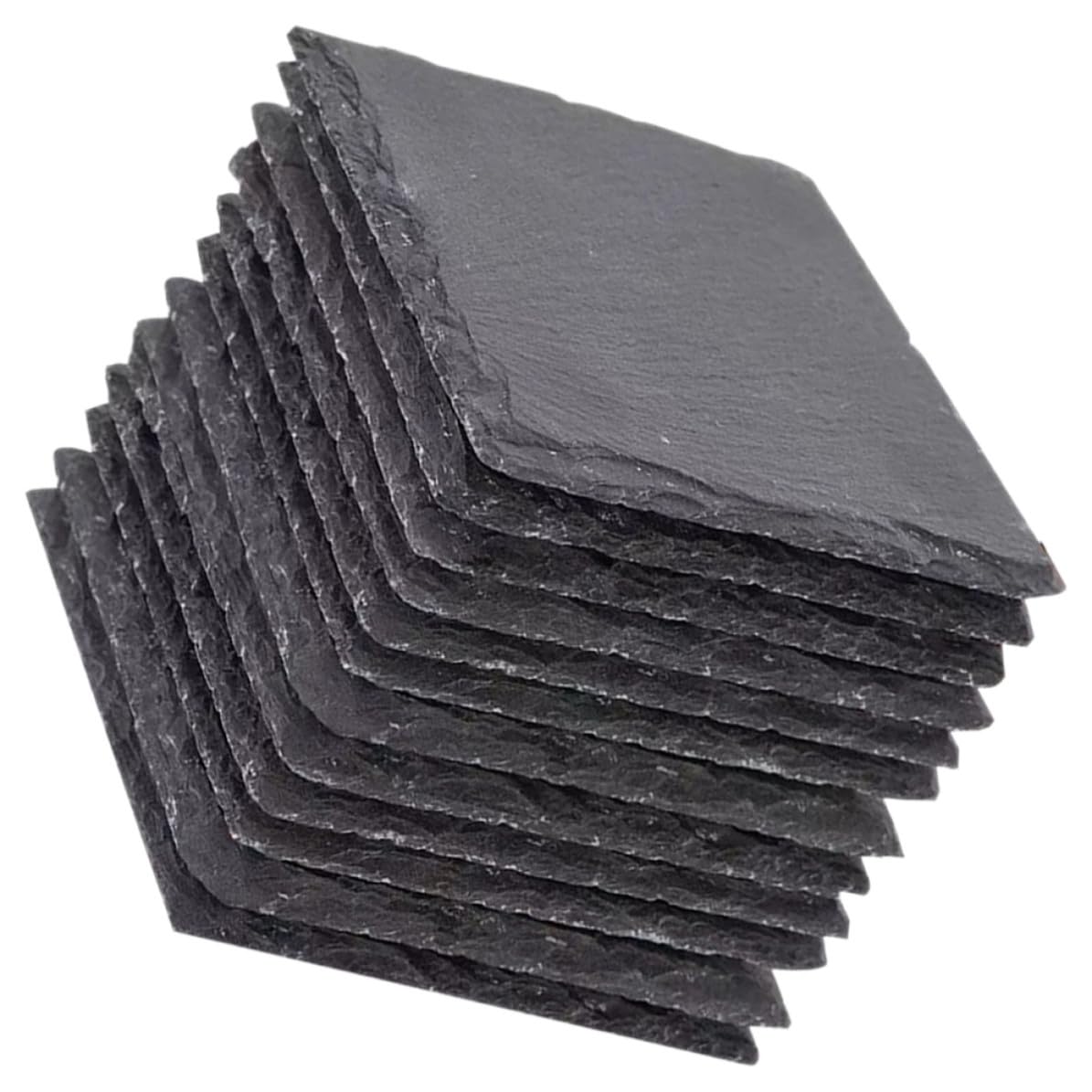 Black Natural Stone Coasters 12pcs S55556
