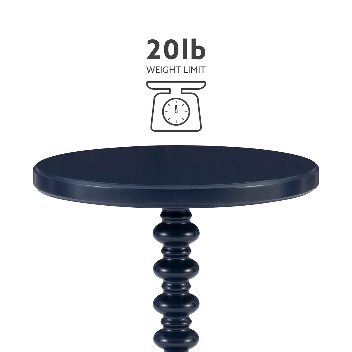Round Navy Blue Pedestal Accent Table R553