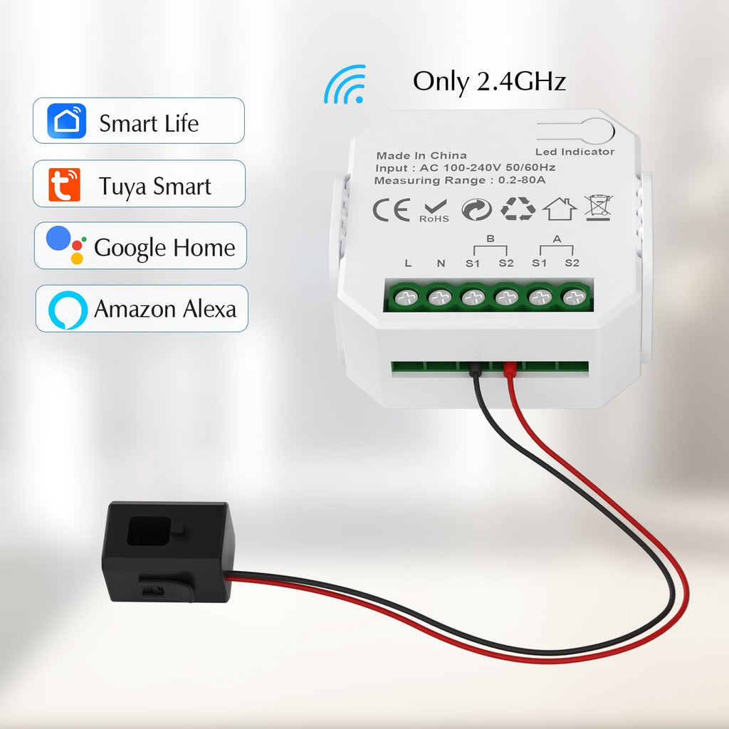 1-Channel WiFi Power Meter 80A Smart Energy Monitor V6033
