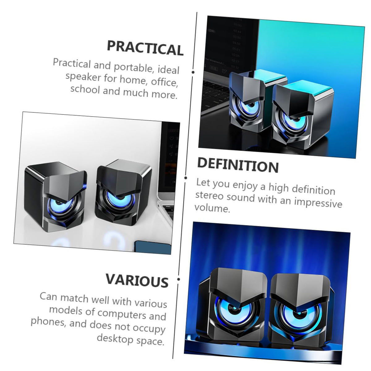 2 Pack USB Powered Mini Computer Speakers X88049
