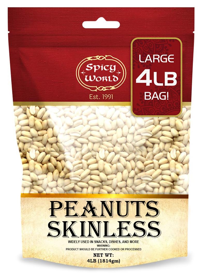 Blanched Raw Unsalted Skinless Peanuts 4 Pound F60688
