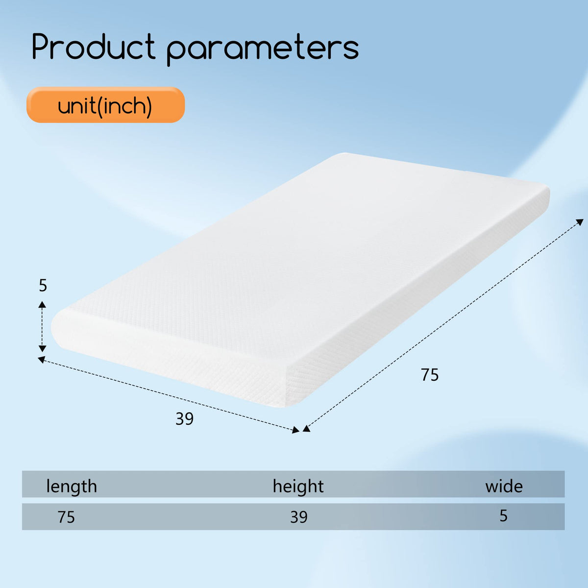 5" Twin Gel Memory Foam Mattress N46446