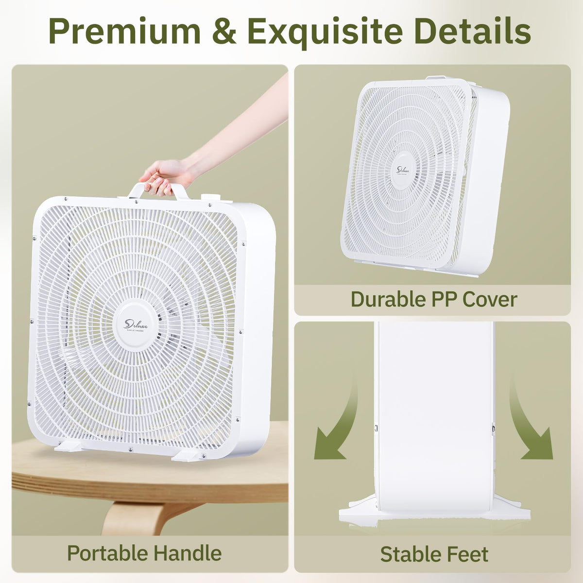 20” White 3-Speed Box Fan with Carry Handle X410
