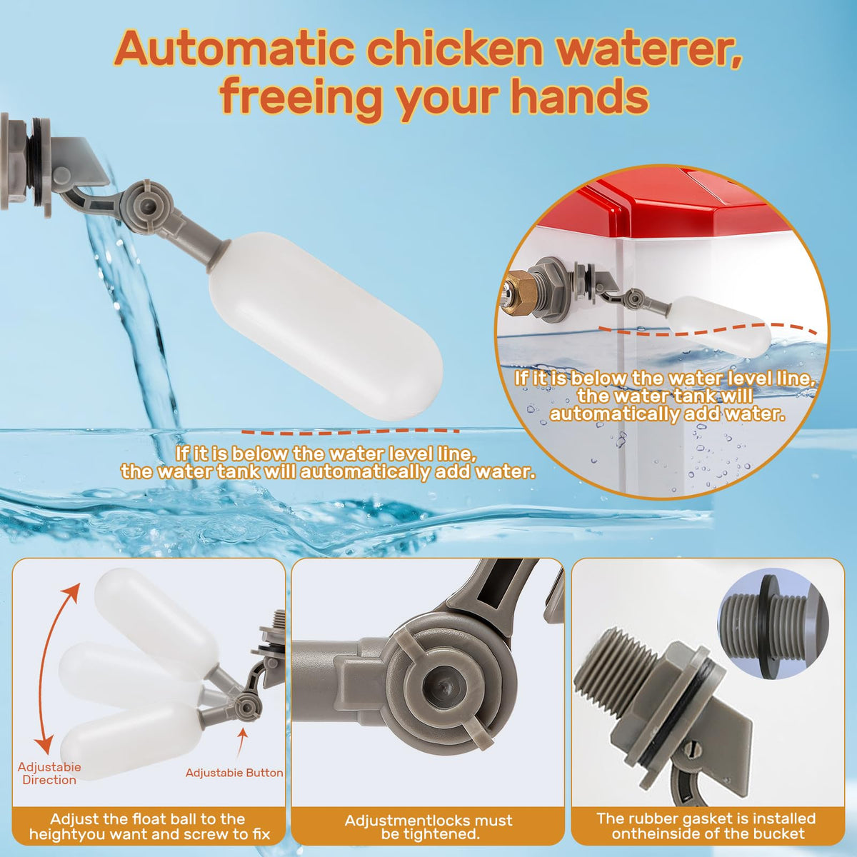 Automatic Chicken Waterer with Stainless Steel Hose J658
