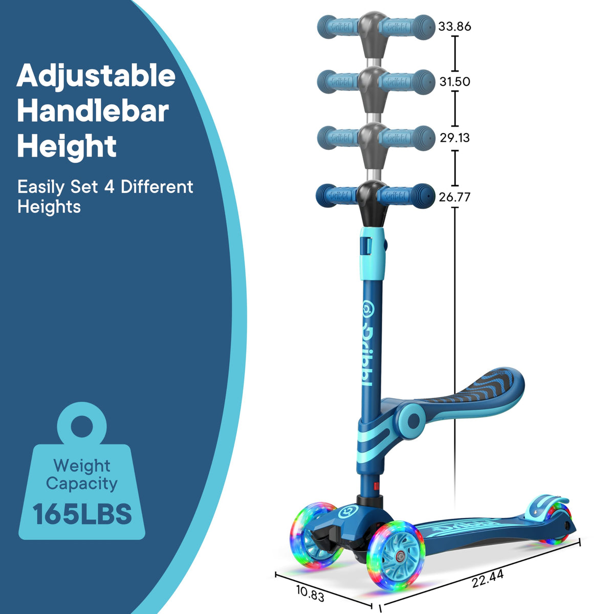 Blue 3 Wheel Scooter with Seat for Kids L67440