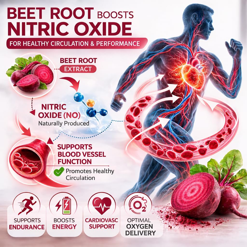 Organic Beet Root Capsules, 1300mg - 60 Capsules D501325