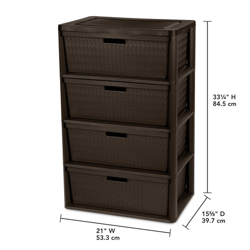 2 Pack Wide 4 Drawer Plastic Storage Tower H257703