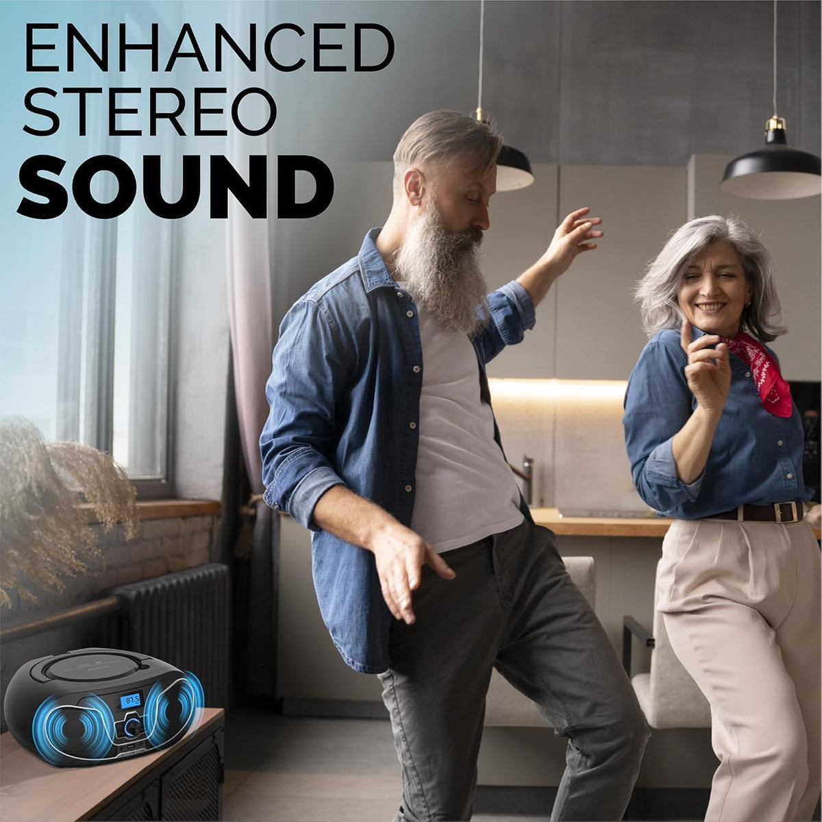 Portable Bluetooth CD Player Boombox with FM Radio T104169