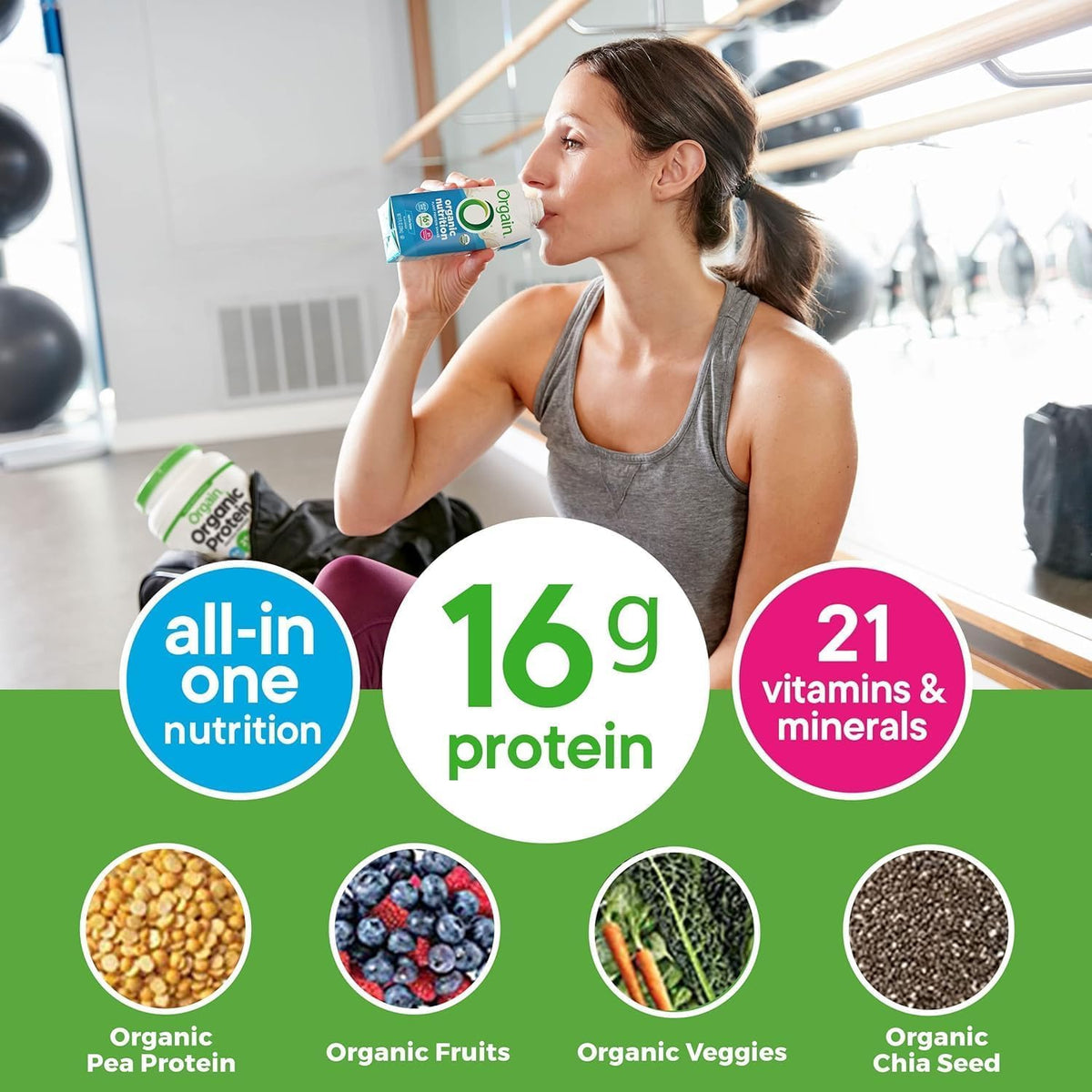 Organic Vegan Protein Shake Smooth Chocolate & Vanilla Bean 16g 11 Fl Oz D134864