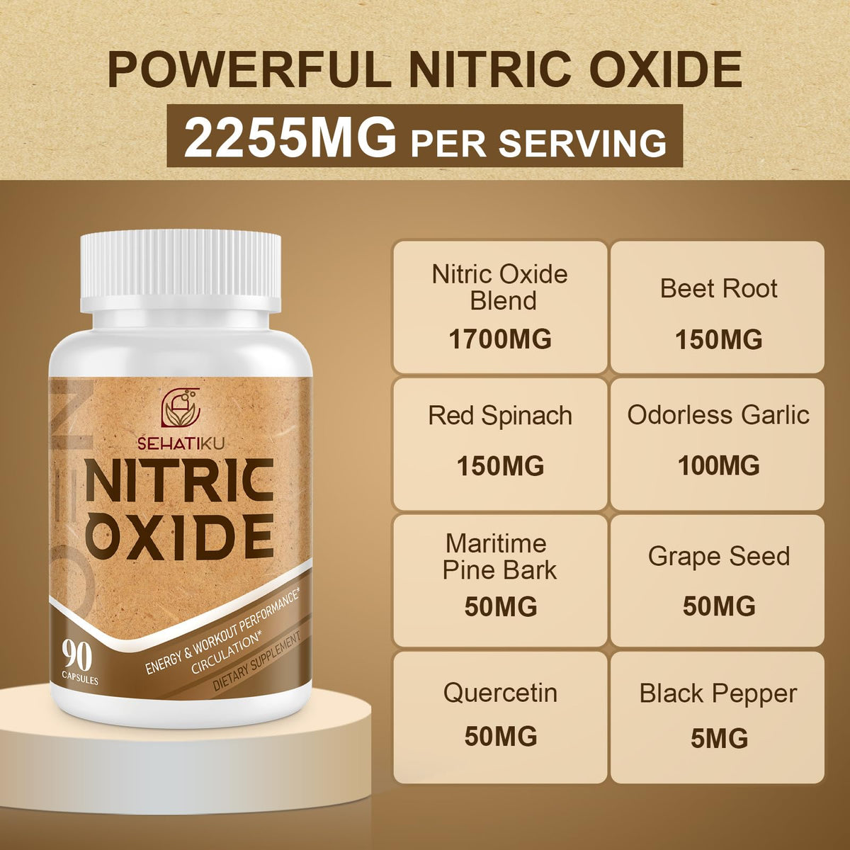 90 Capsules Nitric Oxide Supplement Z7963
