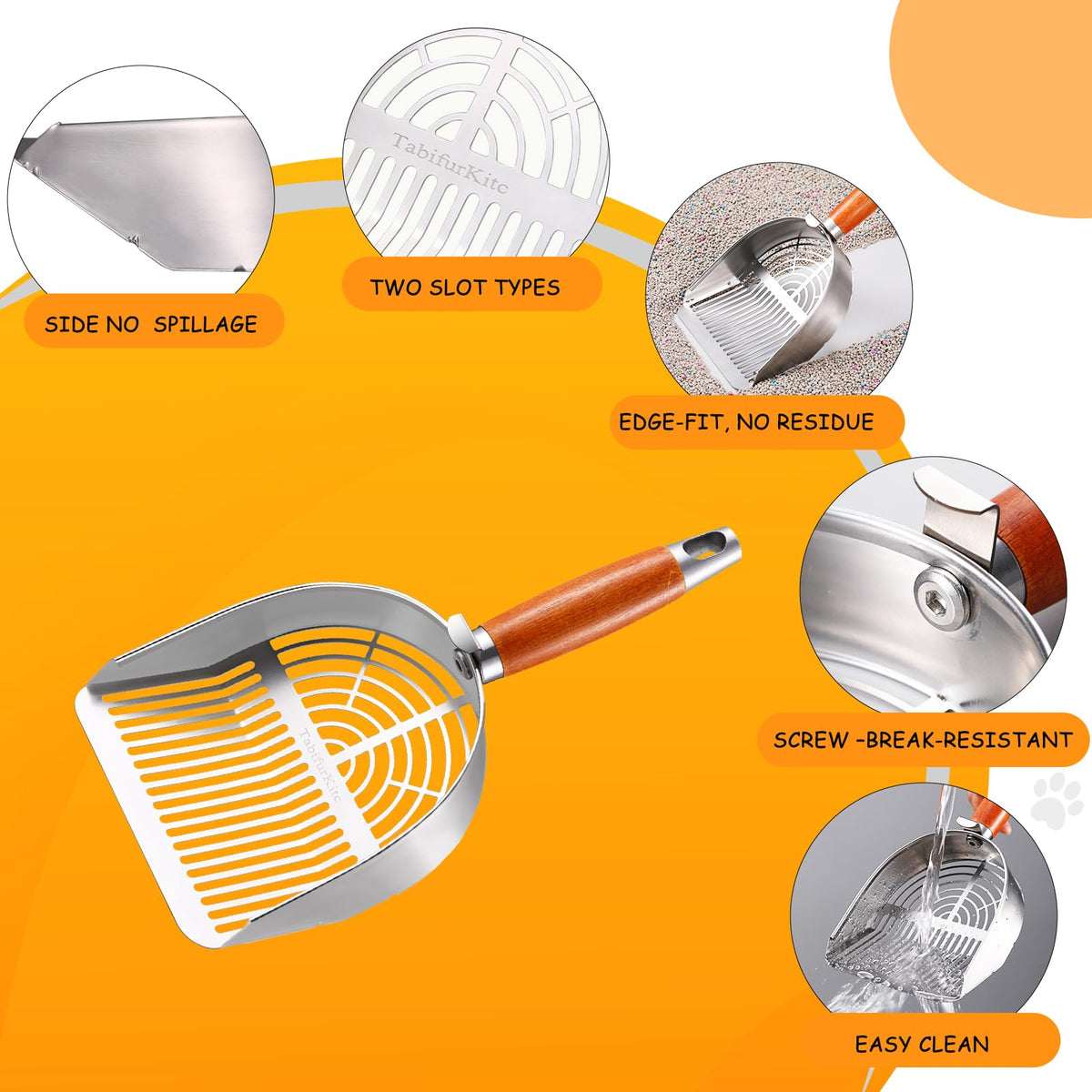 304 Stainless Steel Cat Litter Scoop with Holder Stand J863527