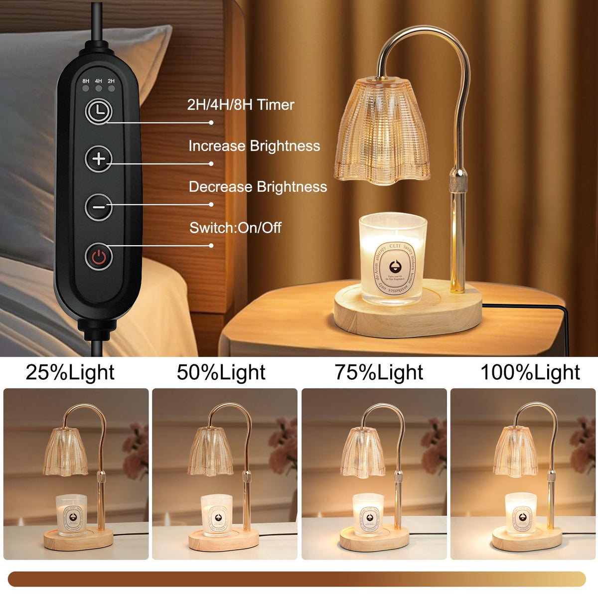 Adjustable Candle Warmer Lamp with Timer & Dimmer Z5807