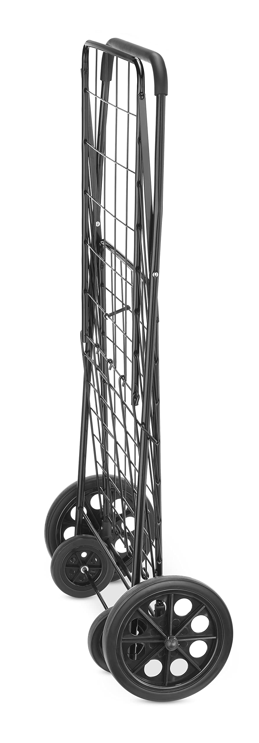 Extra Large Foldable Shopping Cart with Wheels, 100 Lb Capacity, Steel Frame, Black E221