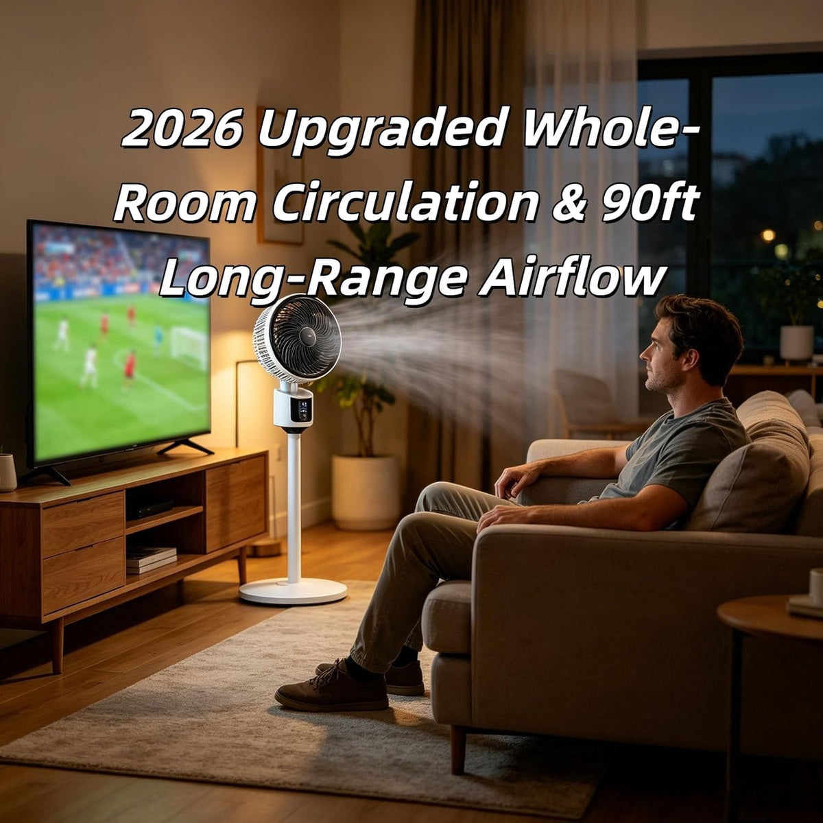 Standing Fan with 90° Oscillation, 3 Speeds, Adjustable Height S688921